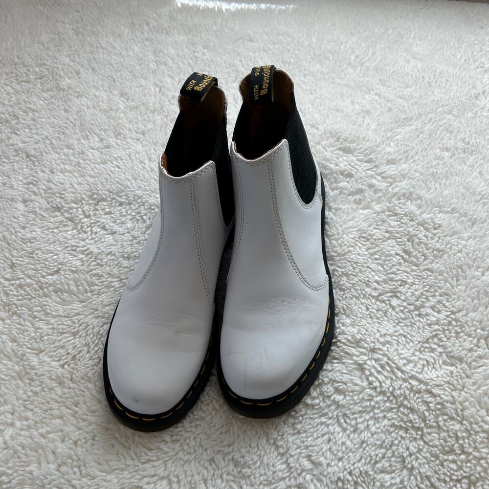 Dr. Martens Boots W11 M9 Chelsea White Leather Ankle Grunge Y2K Emo Whimsigoth